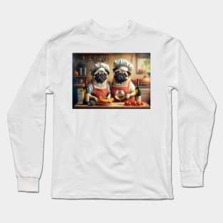 Pug Chefs in the Kitchen Apron Long Sleeve T-Shirt